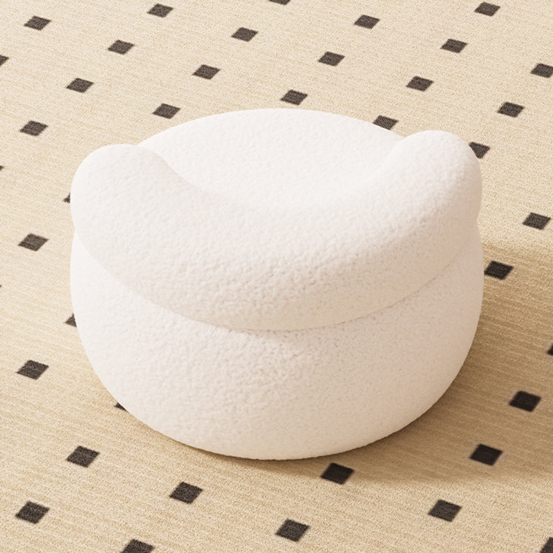 Contemporary Nordic Soft Fluffy Arc Solid Wood Lambswool Sponge Low Stool Backrest Armrest For Living Room