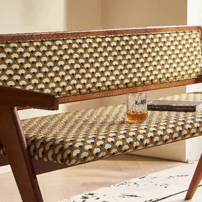 Traditional Rustic Rectangular Ash Wood Solid Wood Board Fabric Sponge Bench Backrest Armrest For Living Room