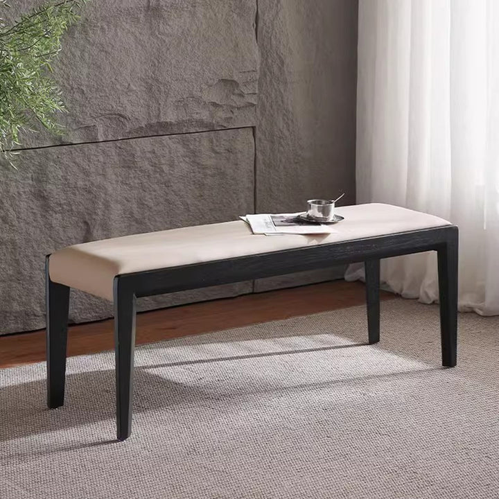 Contemporary Scandinavian Rectangular Ash Wood Microfiber Leather Sponge Bench Backless Armless For Entryway