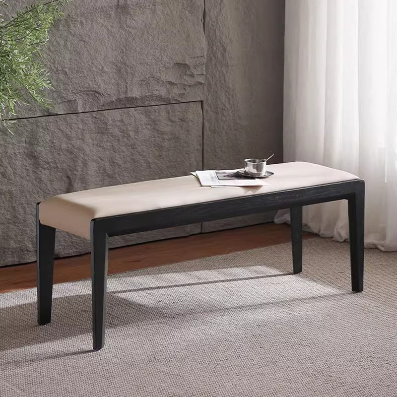 Contemporary Scandinavian Rectangular Ash Wood Microfiber Leather Sponge Bench Backless Armless For Entryway