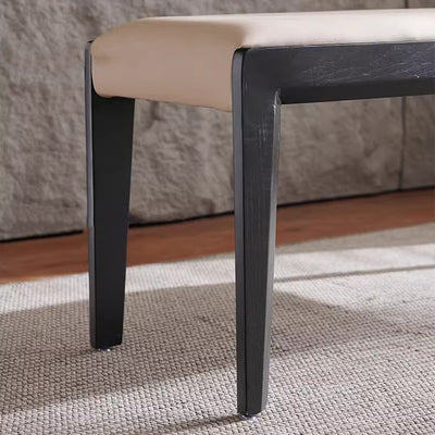 Contemporary Scandinavian Rectangular Ash Wood Microfiber Leather Sponge Bench Backless Armless For Entryway