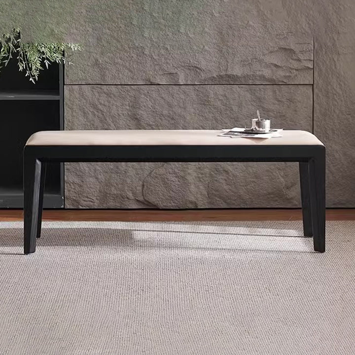 Contemporary Scandinavian Rectangular Ash Wood Microfiber Leather Sponge Bench Backless Armless For Entryway