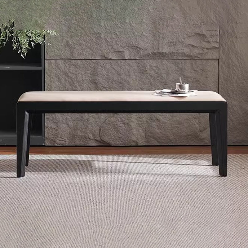 Contemporary Scandinavian Rectangular Ash Wood Microfiber Leather Sponge Bench Backless Armless For Entryway
