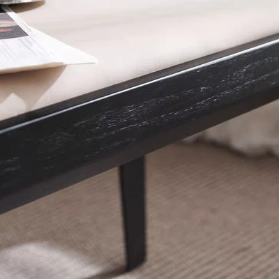 Contemporary Scandinavian Rectangular Ash Wood Microfiber Leather Sponge Bench Backless Armless For Entryway