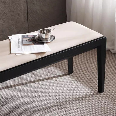 Contemporary Scandinavian Rectangular Ash Wood Microfiber Leather Sponge Bench Backless Armless For Entryway