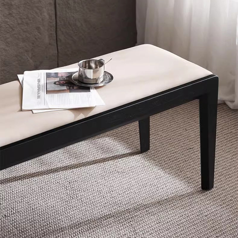 Contemporary Scandinavian Rectangular Ash Wood Microfiber Leather Sponge Bench Backless Armless For Entryway