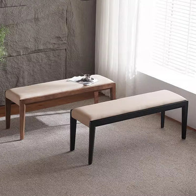 Contemporary Scandinavian Rectangular Ash Wood Microfiber Leather Sponge Bench Backless Armless For Entryway