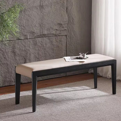 Contemporary Scandinavian Rectangular Ash Wood Microfiber Leather Sponge Bench Backless Armless For Entryway