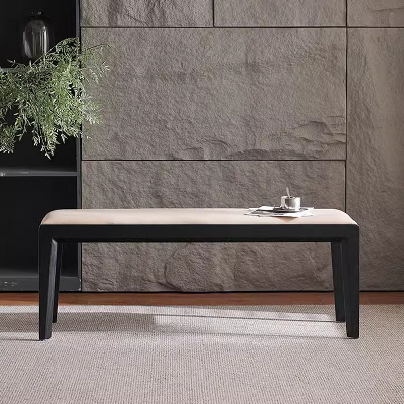 Contemporary Scandinavian Rectangular Ash Wood Microfiber Leather Sponge Bench Backless Armless For Entryway