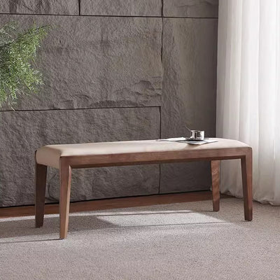 Contemporary Scandinavian Rectangular Ash Wood Microfiber Leather Sponge Bench Backless Armless For Entryway