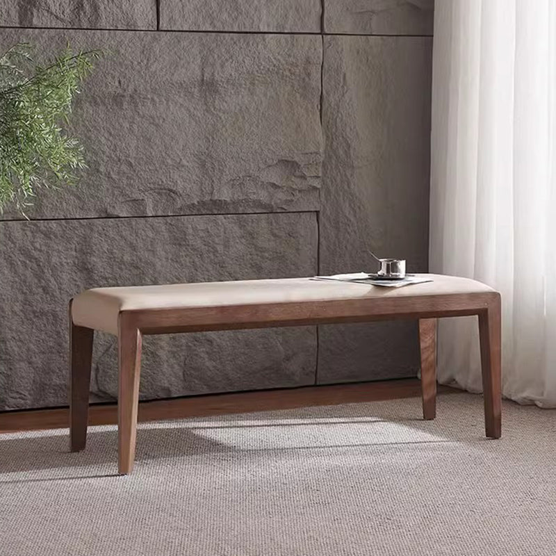 Contemporary Scandinavian Rectangular Ash Wood Microfiber Leather Sponge Bench Backless Armless For Entryway