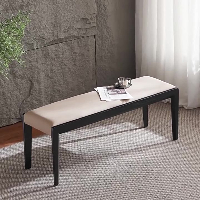 Contemporary Scandinavian Rectangular Ash Wood Microfiber Leather Sponge Bench Backless Armless For Entryway