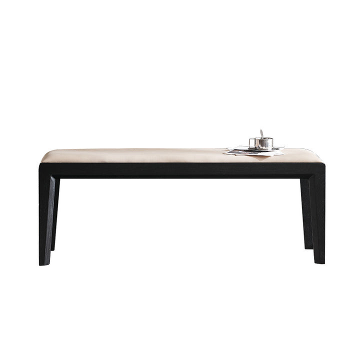 Contemporary Scandinavian Rectangular Ash Wood Microfiber Leather Sponge Bench Backless Armless For Entryway
