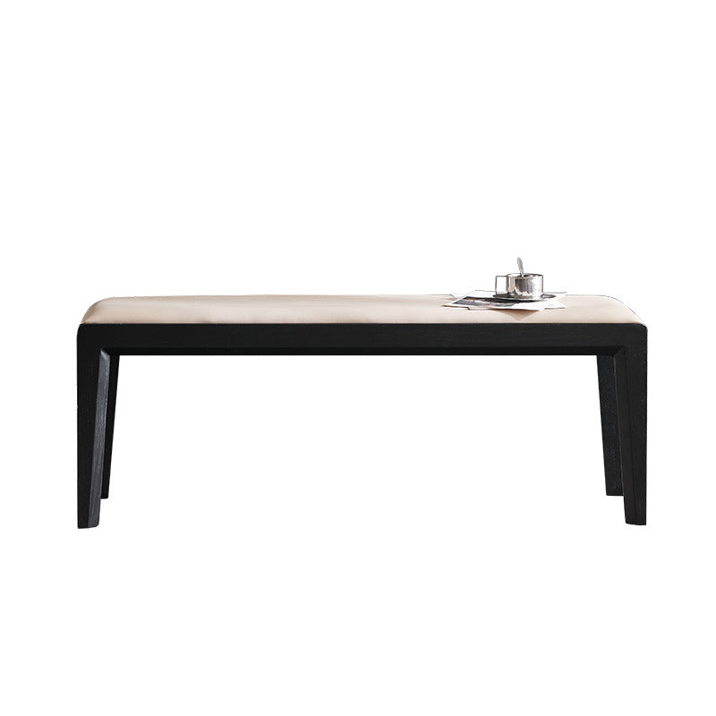 Contemporary Scandinavian Rectangular Ash Wood Microfiber Leather Sponge Bench Backless Armless For Entryway