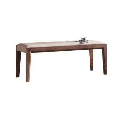 Contemporary Scandinavian Rectangular Ash Wood Microfiber Leather Sponge Bench Backless Armless For Entryway