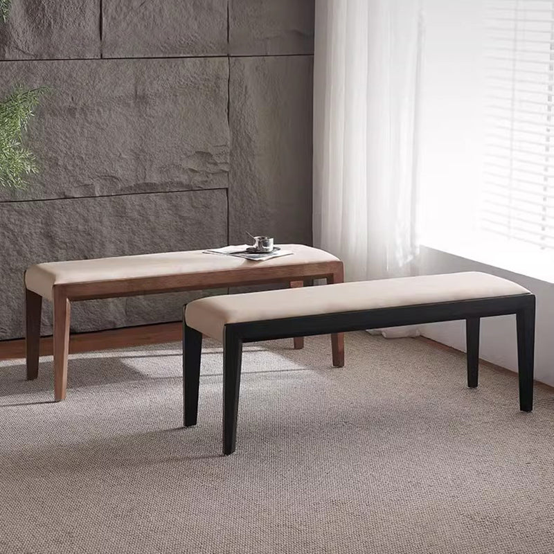 Contemporary Scandinavian Rectangular Ash Wood Microfiber Leather Sponge Bench Backless Armless For Entryway