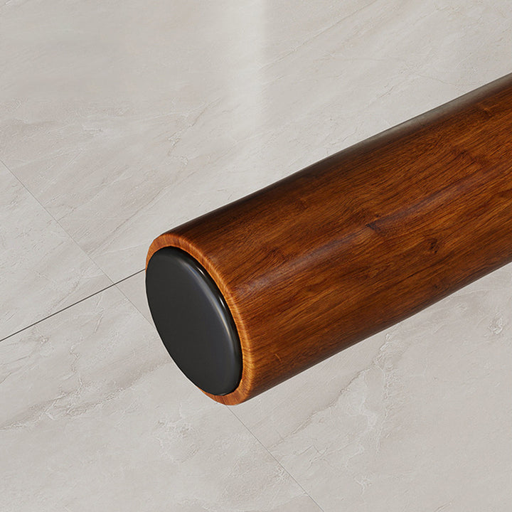 Taburete bajo tradicional vintage de madera maciza, cuero sintético y esponja, sin respaldo ni reposabrazos, para recibidor 