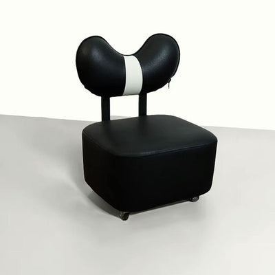 Contemporary Creative Cashew Nuts Square Wooden Board Faux Leather Sponge Movable Kids Low Stool Backrest Armless For Living Room