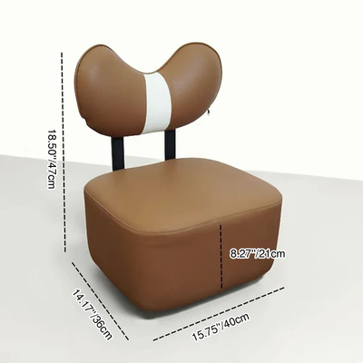 Contemporary Creative Cashew Nuts Square Wooden Board Faux Leather Sponge Movable Kids Low Stool Backrest Armless For Living Room