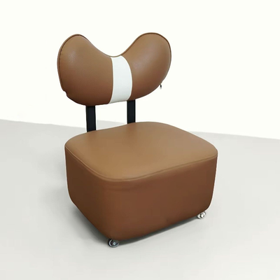 Contemporary Creative Cashew Nuts Square Wooden Board Faux Leather Sponge Movable Kids Low Stool Backrest Armless For Living Room