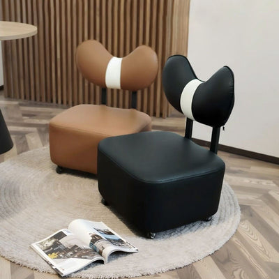 Contemporary Creative Cashew Nuts Square Wooden Board Faux Leather Sponge Movable Kids Low Stool Backrest Armless For Living Room
