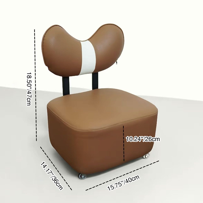 Contemporary Creative Cashew Nuts Square Wooden Board Faux Leather Sponge Movable Kids Low Stool Backrest Armless For Living Room