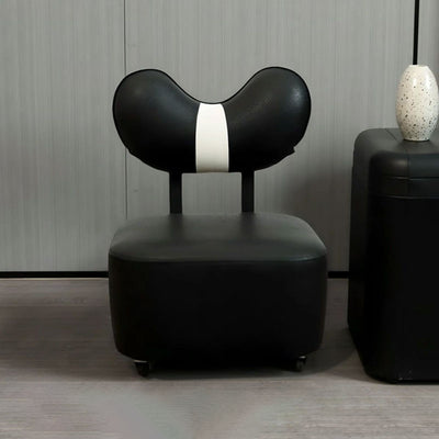 Contemporary Creative Cashew Nuts Square Wooden Board Faux Leather Sponge Movable Kids Low Stool Backrest Armless For Living Room