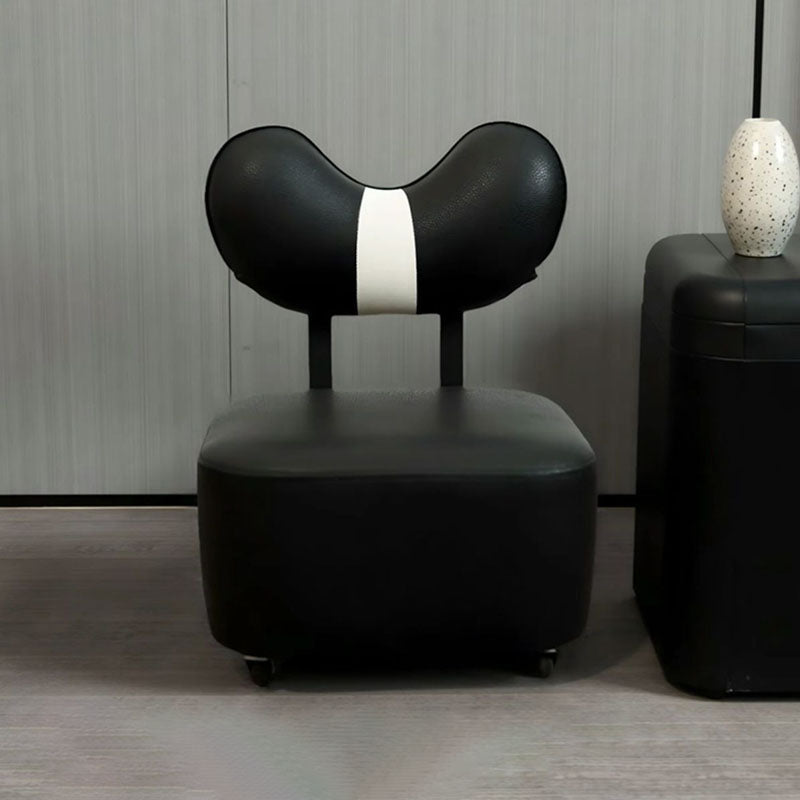 Contemporary Creative Cashew Nuts Square Wooden Board Faux Leather Sponge Movable Kids Low Stool Backrest Armless For Living Room