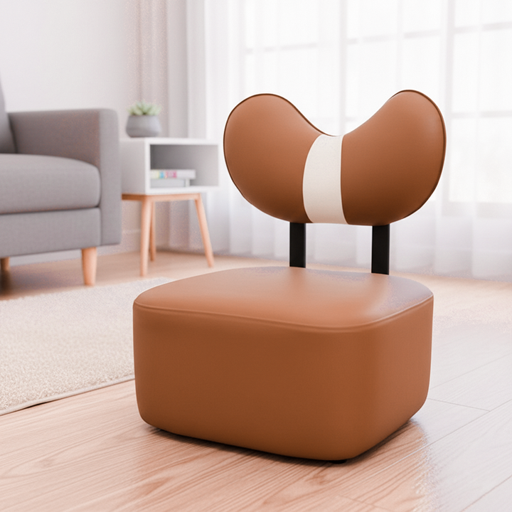 Tabouret bas pour enfants contemporain créatif en forme de carré avec plateau en bois, similicuir et éponge, mobile, sans dossier ni accoudoirs, pour salon 