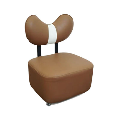 Contemporary Creative Cashew Nuts Square Wooden Board Faux Leather Sponge Movable Kids Low Stool Backrest Armless For Living Room