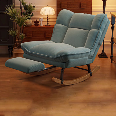 Contemporary Nordic Rectangular Rubberwood Iron Corduroy Sponge Plush Cotton Detachable Rocking Chair Backrest Armless For Bedroom