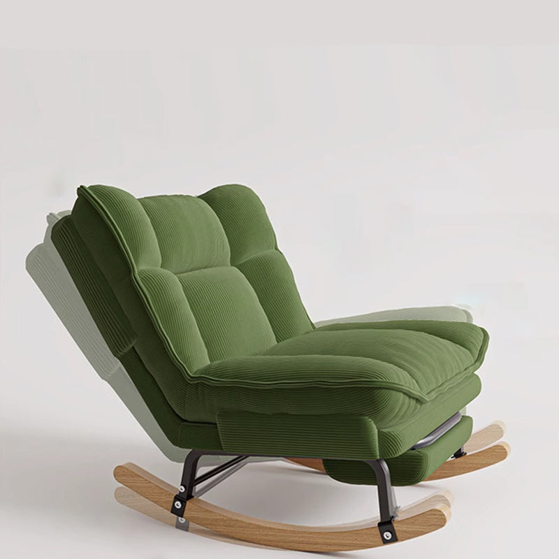 Contemporary Nordic Rectangular Rubberwood Iron Corduroy Sponge Plush Cotton Detachable Rocking Chair Backrest Armless For Bedroom