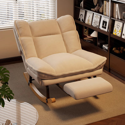 Contemporary Nordic Rectangular Rubberwood Iron Corduroy Sponge Plush Cotton Detachable Rocking Chair Backrest Armless For Bedroom