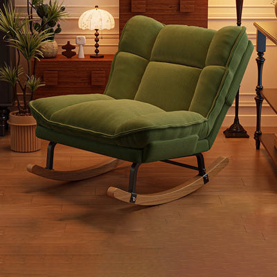 Contemporary Nordic Rectangular Rubberwood Iron Corduroy Sponge Plush Cotton Detachable Rocking Chair Backrest Armless For Bedroom