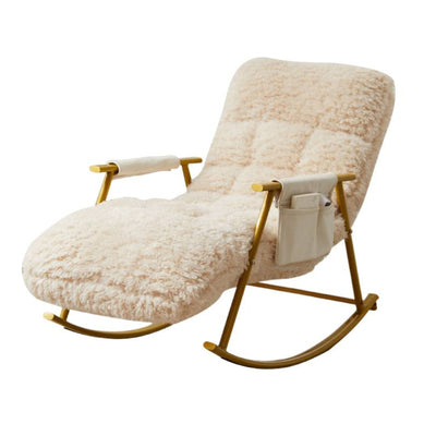 Contemporary Scandinavian Detachable Rectangular Steel Plush Sponge Plush Cotton Ergonomics Rocking Chair Backrest Armrest For Bedroom