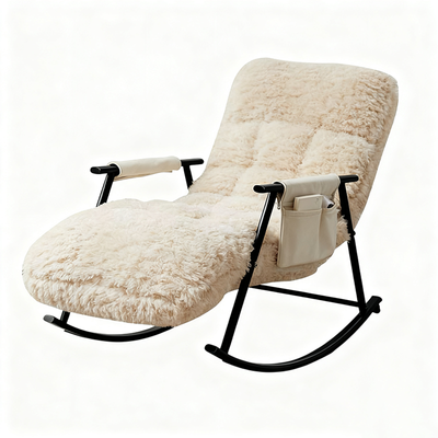 Contemporary Scandinavian Detachable Rectangular Steel Plush Sponge Plush Cotton Ergonomics Rocking Chair Backrest Armrest For Bedroom