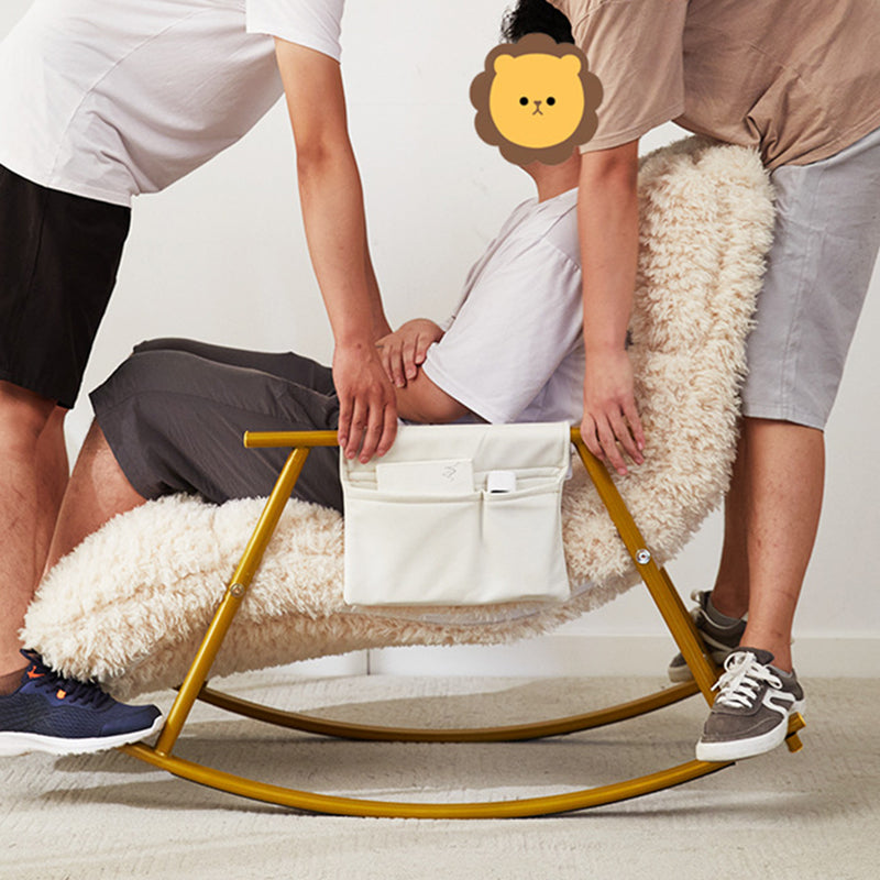 Contemporary Scandinavian Detachable Rectangular Steel Plush Sponge Plush Cotton Ergonomics Rocking Chair Backrest Armrest For Bedroom
