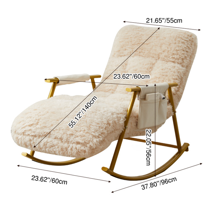 Fauteuil à bascule contemporain scandinave rectangulaire amovible en acier, éponge moelleuse, coton moelleux, ergonomique, avec dossier et accoudoirs pour chambre à coucher 