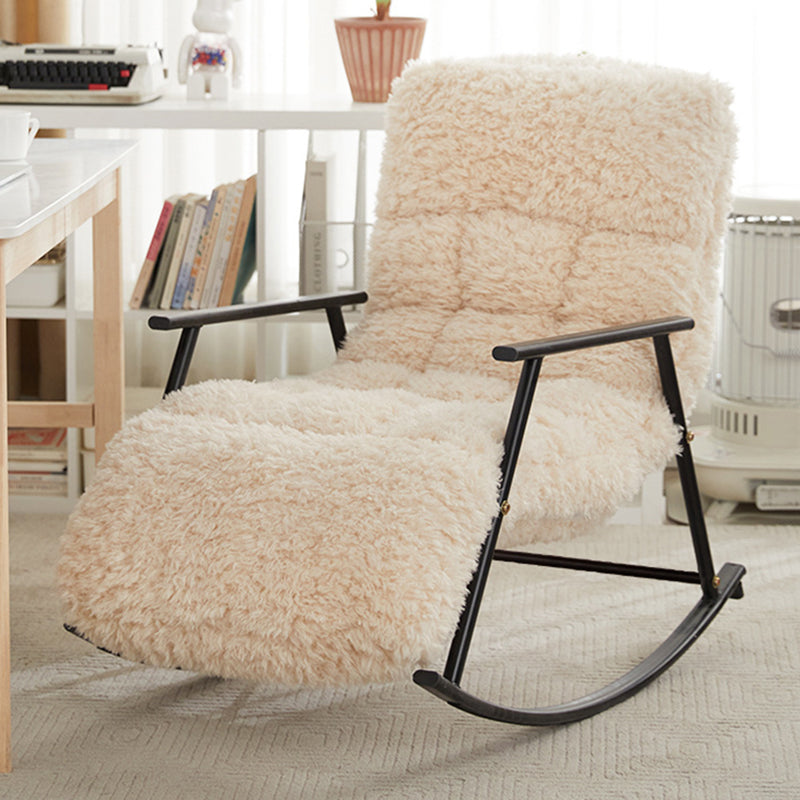 Contemporary Scandinavian Detachable Rectangular Steel Plush Sponge Plush Cotton Ergonomics Rocking Chair Backrest Armrest For Bedroom