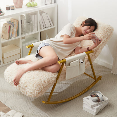 Contemporary Scandinavian Detachable Rectangular Steel Plush Sponge Plush Cotton Ergonomics Rocking Chair Backrest Armrest For Bedroom