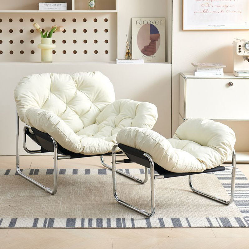 Contemporary Nordic Detachable Rectangular Carbon Steel Cat Scratching Leather Sponge Plush Cotton Ergonomics Accent Chair Backrest Armrest For Living Room