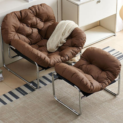 Contemporary Nordic Detachable Rectangular Carbon Steel Cat Scratching Leather Sponge Plush Cotton Ergonomics Accent Chair Backrest Armrest For Living Room