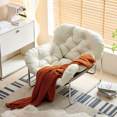 Contemporary Nordic Detachable Rectangular Carbon Steel Cat Scratching Leather Sponge Plush Cotton Ergonomics Accent Chair Backrest Armrest For Living Room