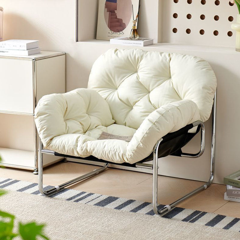 Contemporary Nordic Detachable Rectangular Carbon Steel Cat Scratching Leather Sponge Plush Cotton Ergonomics Accent Chair Backrest Armrest For Living Room