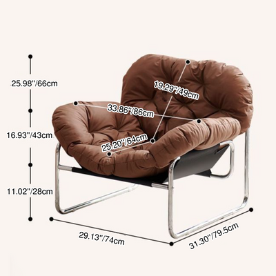 Contemporary Nordic Detachable Rectangular Carbon Steel Cat Scratching Leather Sponge Plush Cotton Ergonomics Accent Chair Backrest Armrest For Living Room