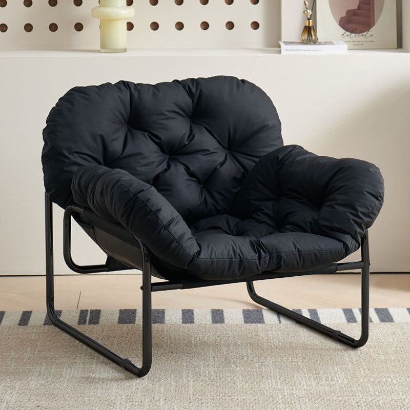Contemporary Nordic Detachable Rectangular Carbon Steel Cat Scratching Leather Sponge Plush Cotton Ergonomics Accent Chair Backrest Armrest For Living Room
