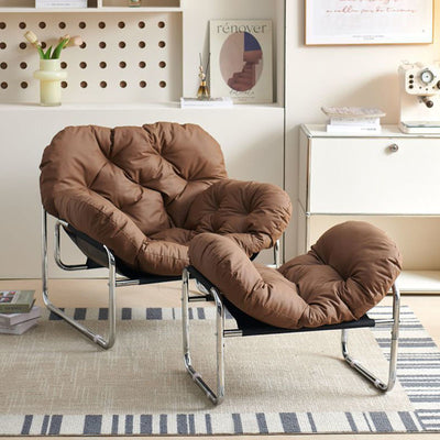 Contemporary Nordic Detachable Rectangular Carbon Steel Cat Scratching Leather Sponge Plush Cotton Ergonomics Accent Chair Backrest Armrest For Living Room