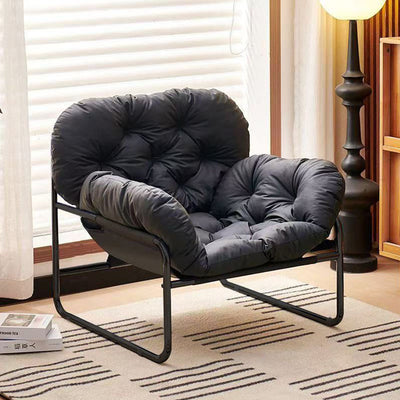 Contemporary Nordic Detachable Rectangular Carbon Steel Cat Scratching Leather Sponge Plush Cotton Ergonomics Accent Chair Backrest Armrest For Living Room