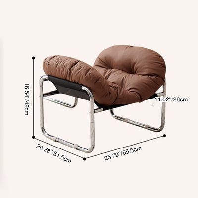 Contemporary Nordic Detachable Rectangular Carbon Steel Cat Scratching Leather Sponge Plush Cotton Ergonomics Accent Chair Backrest Armrest For Living Room