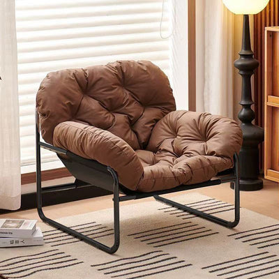 Contemporary Nordic Detachable Rectangular Carbon Steel Cat Scratching Leather Sponge Plush Cotton Ergonomics Accent Chair Backrest Armrest For Living Room